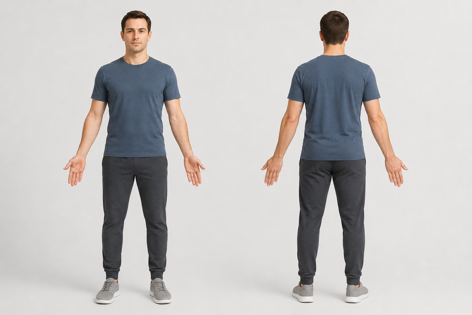 Male front and back body anatomy diagram